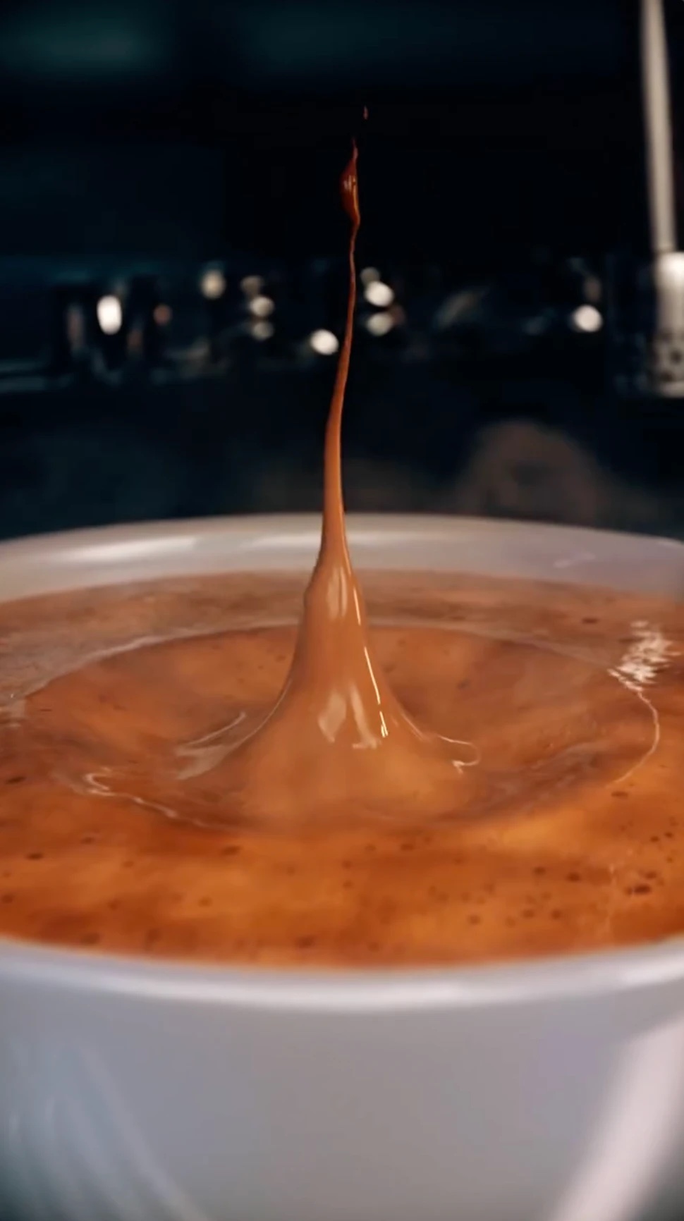 Stream of coffee from an espresso machine in a fluid simulation